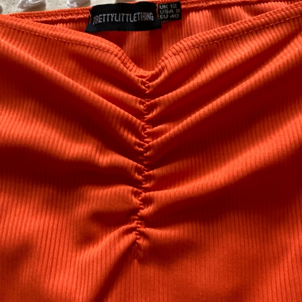 Prettylittlething size 10 dress color:orange slight stretch